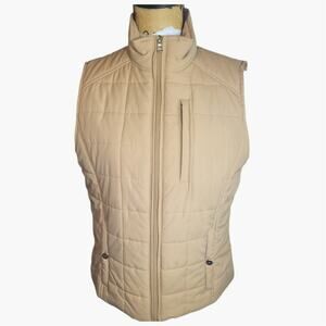 Vintage Lauren Ralph Lauren Women's Designer Full Zip Quilted Puffer Vest Tan LG